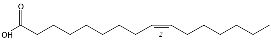 Structural formula of 9(Z)-Hexadecenoic acid