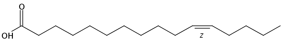 Structural formula of 11(Z)-Hexadecenoic acid