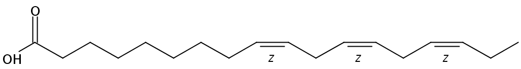 Structural formula of 9(Z),12(Z),15(Z)-Octadecatrienoic acid