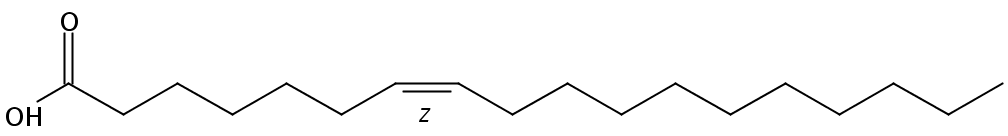 Structural formula of 7(Z)-Octadecenoic acid