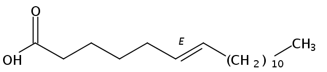 Structural formula of 6(E)-Octadecenoic acid