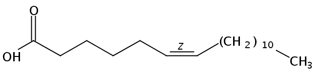 Structural formula of 6(Z)-Octadecenoic acid