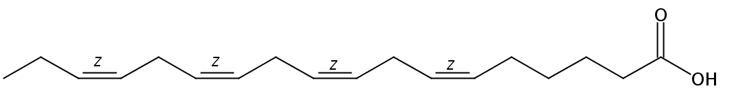 Structural formula of 6(Z),9(Z),12(Z),15(Z)-Octadecatetraenoic acid