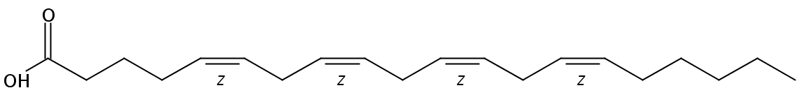 Structural formula of 5(Z),8(Z),11(Z),14(Z)-Eicosatetraenoic acid