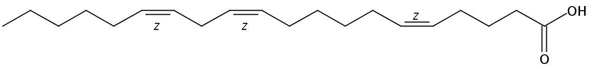 Structural formula of 5(Z),11(Z),14(Z)-Eicosatrienoic acid