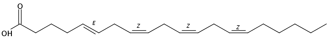 Structural formula of 5(E),8(Z),11(Z),14(Z)-Eicosatetraenoic acid