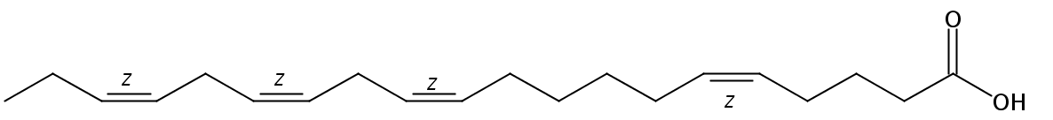 Structural formula of 5(Z),11(Z),14(Z),17(Z)-Eicosatetraenoic acid