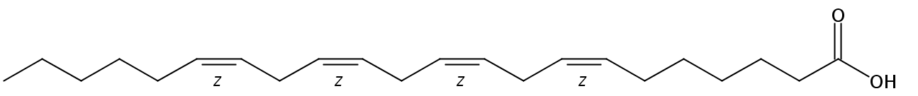 Structural formula of 7(Z),10(Z),13(Z),16(Z)-Docosatetraenoic acid