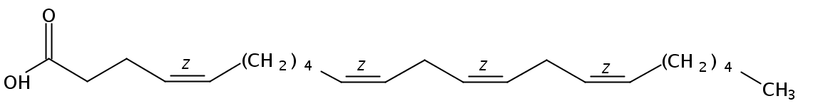 Structural formula of 4(Z),10(Z),13(Z),16(Z)-Docosatetraenoic acid