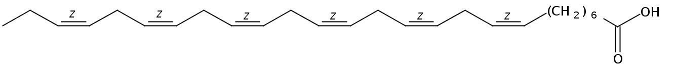 Structural formula of 8(Z),11(Z),14(Z),17(Z),20(Z),23(Z)-Hexacosahexaenoic acid