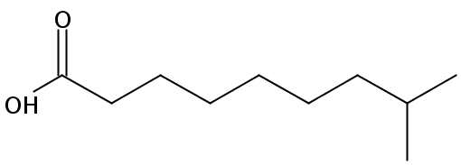 Structural formula of 8-Methylnonanoic acid