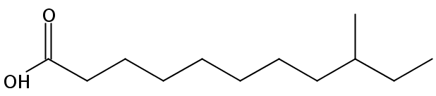 Structural formula of 9-Methylundecanoic acid