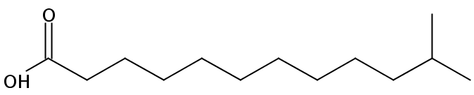 Structural formula of 11-Methyldodecanoic acid