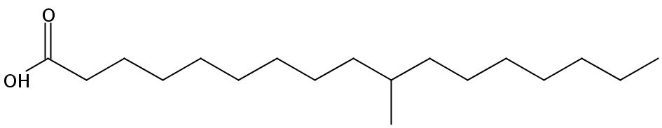Structural formula of 10-Methylheptadecanoic acid