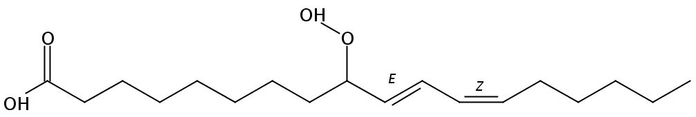 Structural formula of 9-Hydroperoxy-10(E),12(Z)-octadecadienoic acid