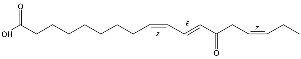 Structural formula of 13-Oxo-9(Z),11(E),15(Z)-octadecatrienoic acid