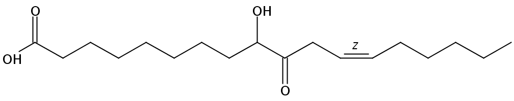 Structural formula of 9-Hydroxy-10-oxo-12(Z)-octadecenoic acid