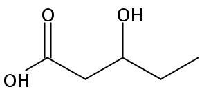 Structural formula of 3-Hydroxypentanoic acid 95%