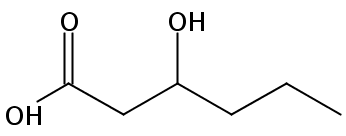 Structural formula of 3-Hydroxyhexanoic acid