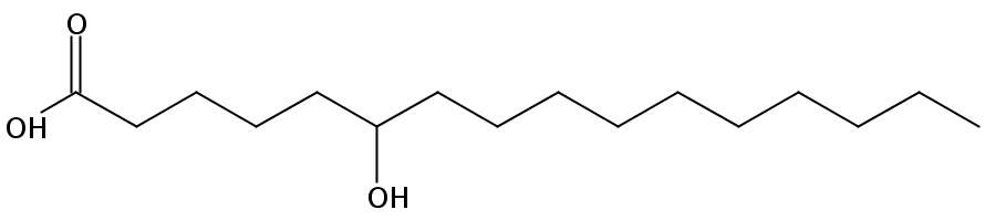 Structural formula of 6-Hydroxyhexadecanoic acid