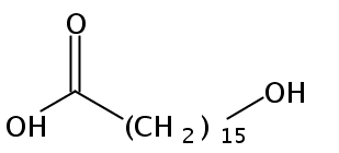 Structural formula of 16-Hydroxyhexadecanoic acid