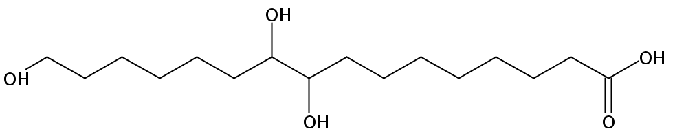 Structural formula of 9,10,16-Trihydroxyhexadecanoic acid