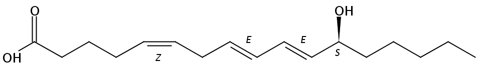 Structural formula of 12(S)-Hydroxy-5(Z),8(E),10(E)-heptadecatrienoic acid