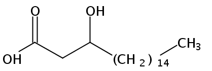Structural formula of 3-Hydroxyoctadecanoic acid