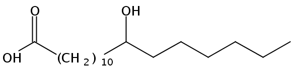 Structural formula of 12-Hydroxyoctadecanoic acid
