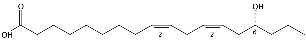 Structural formula of 15(R)-Hydroxy-9(Z),12(Z)-octadecadienoic acid
