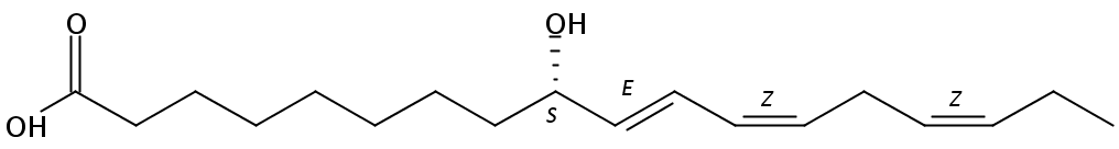 Structural formula of 9(S)-hydroxy-10(E),12(Z),15(Z)-octadecatrienoic acid