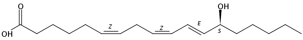 Structural formula of 13(S)-Hydroxy-6(Z),9(Z),11(E)-octadecatrienoic acid