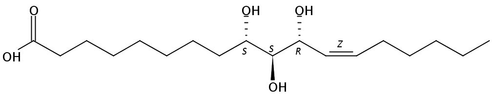 Structural formula of 9(S),10(S),11(R)-Trihydroxy-12(Z)-octadecenoic acid