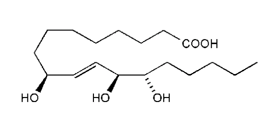 Structural formula of 9(S),12(S),13(S)-Trihydroxy-10(E)-octadecenoic acid