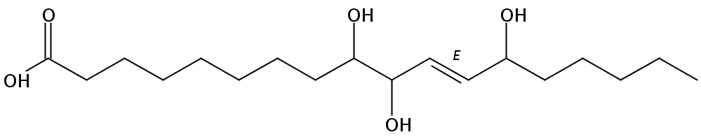 Structural formula of 9(S),10(S),13(S)-Trihydroxy-11(E)-octadecenoic acid