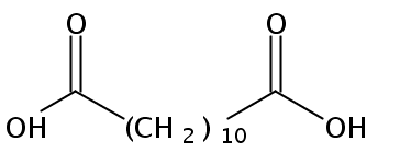 Structural formula of Dodecanedioic acid