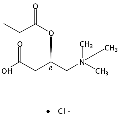 Structural formula of Propionyl-L-Carnitine HCl salt