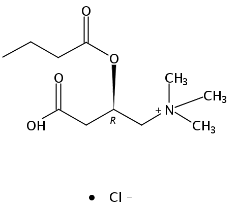 Structural formula of Butyryl-L-Carnitine HCl salt