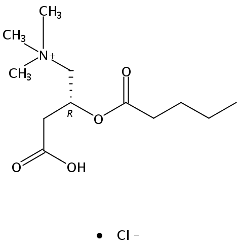 Structural formula of Valeryl-L-Carnitine HCl salt