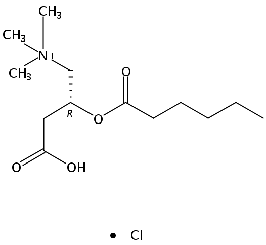 Structural formula of Hexanoyl-L-Carnitine HCl salt