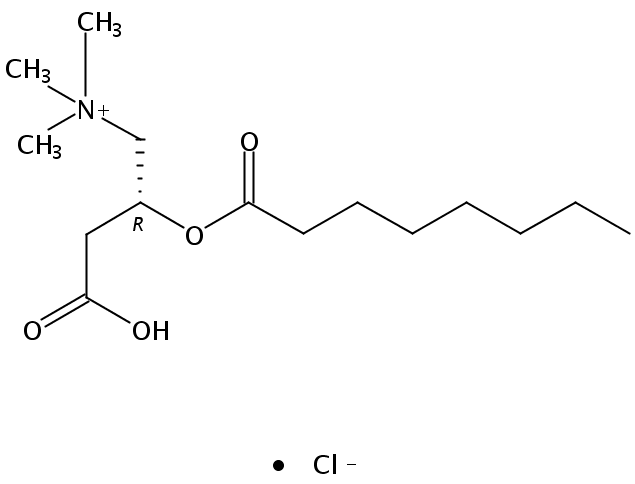 Structural formula of Octanoyl-L-Carnitine HCl salt