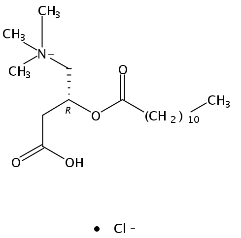 Structural formula of Dodecanoyl-L-Carnitine HCl salt
