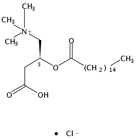 Structural formula of Hexadecanoyl-D-Carnitine HCl salt