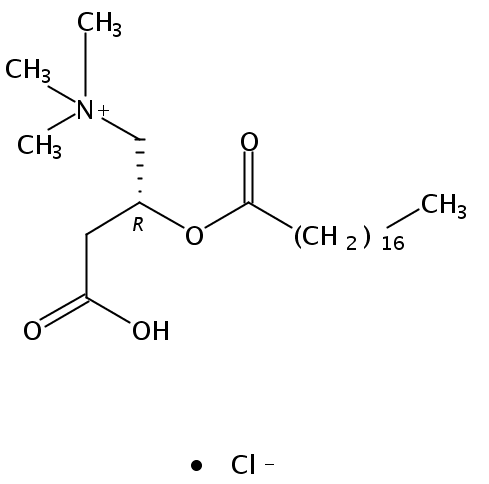 Structural formula of Octadecanoyl-L-Carnitine HCl salt
