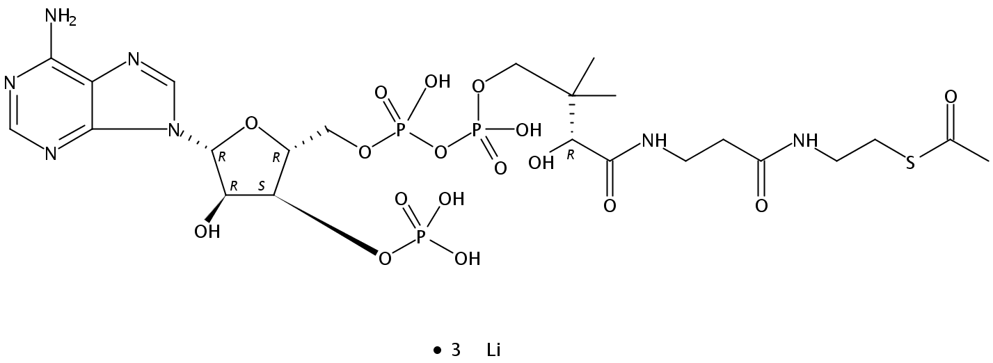 Structural formula of Acetyl Coenzyme A Li salt