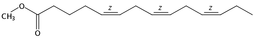 Structural formula of Methyl 5(Z),8(Z),11(Z)-Tetradecatrienoate