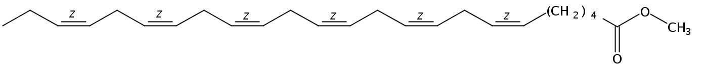 Structural formula of Methyl 6(Z),9(Z),12(Z),15(Z),18(Z),21(Z)-Tetracosahexaenoate