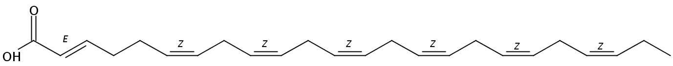 Structural formula of Methyl 2(E),6(Z),9(Z),12(Z),15(Z),18(Z),21(Z)-Tetracosaheptaenoate