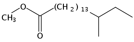 Structural formula of Methyl 15-Methylheptadecanoate