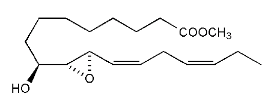 Structural formula of Methyl 10(S),11(S)-Epoxy-9(S)-hydroxy-12(Z),15(Z)-octadecadienoate